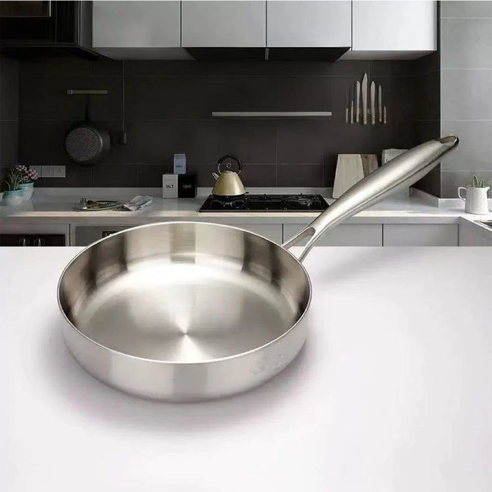 316 Stainless Steel Non-Stick Frying Pan Wok - Uncoated Kitchen Cookware for Gas and Induction Cookers - ZOOMNSTORE