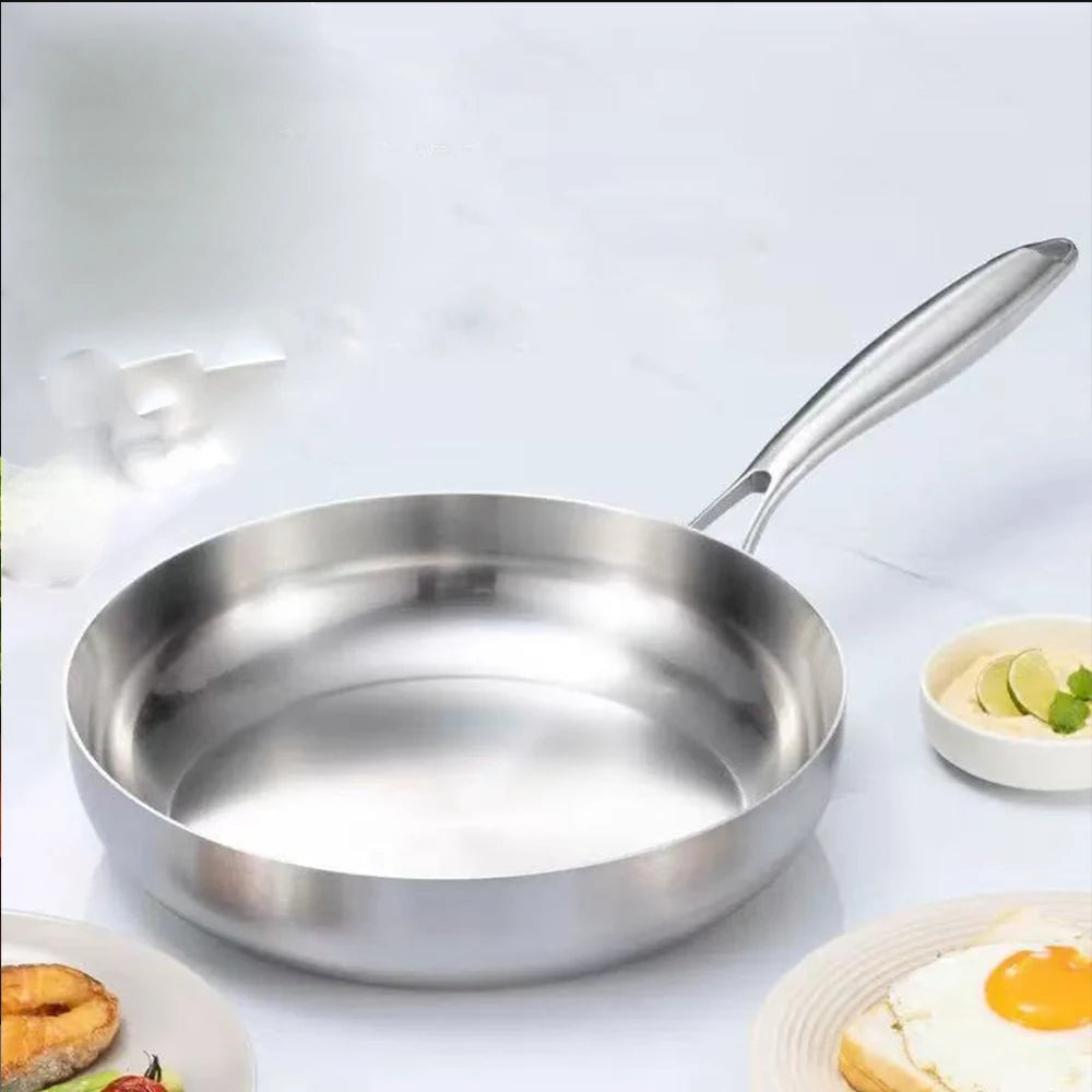316 Stainless Steel Non-Stick Frying Pan Wok - Uncoated Kitchen Cookware for Gas and Induction Cookers - ZOOMNSTORE