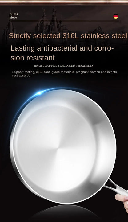 316 Stainless Steel Non-Stick Frying Pan Wok - Uncoated Kitchen Cookware for Gas and Induction Cookers - ZOOMNSTORE