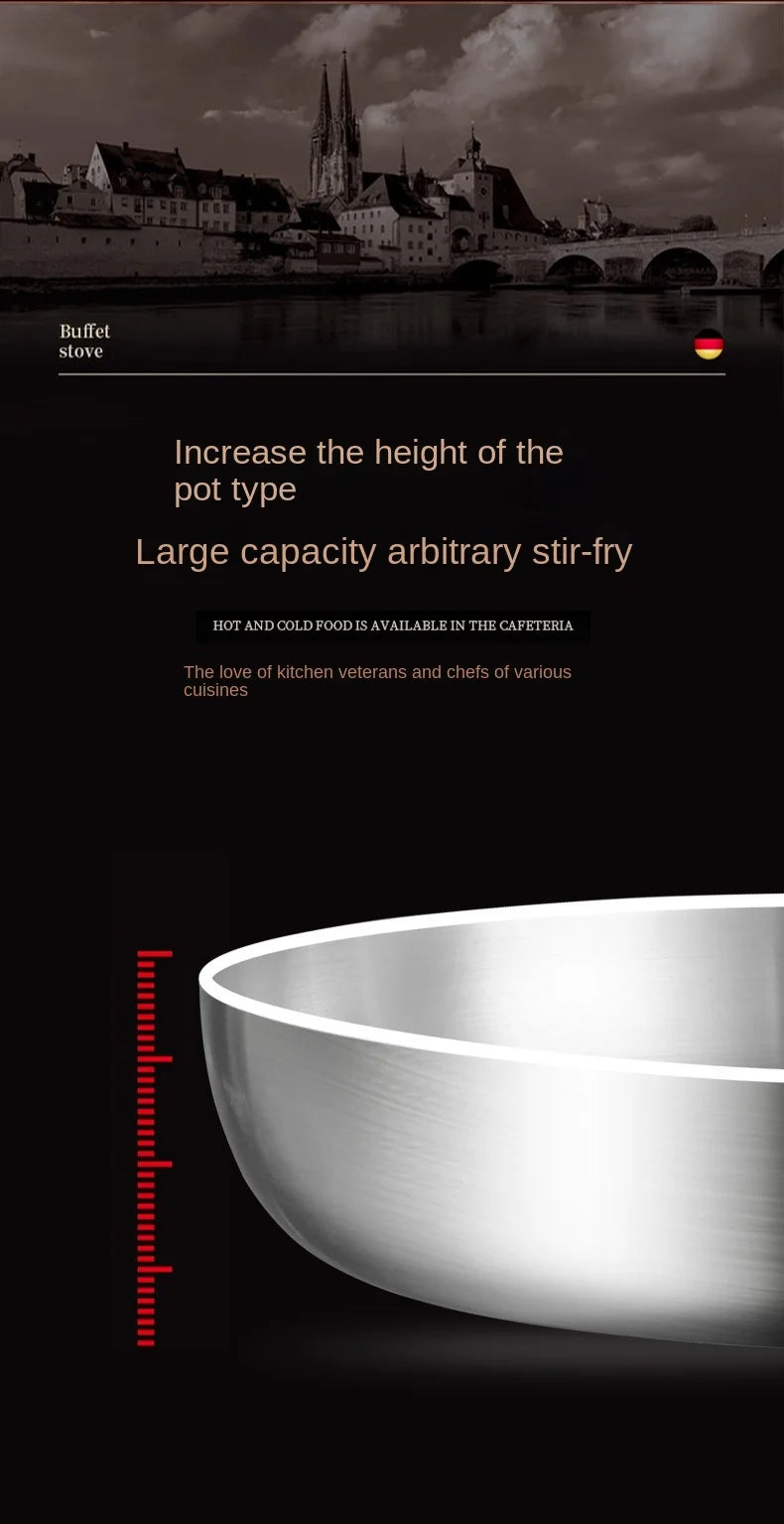 316 Stainless Steel Non-Stick Frying Pan Wok - Uncoated Kitchen Cookware for Gas and Induction Cookers - ZOOMNSTORE