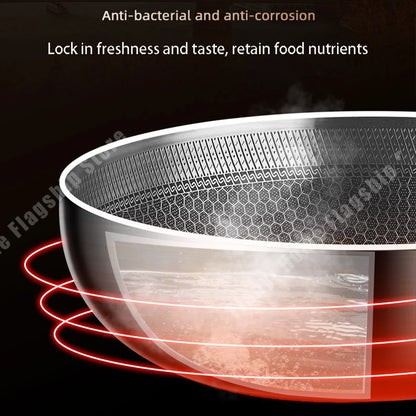 316 Stainless Steel Non-Stick Frying Pan Wok - Induction  Gas Stove Cookware - ZOOMNSTORE