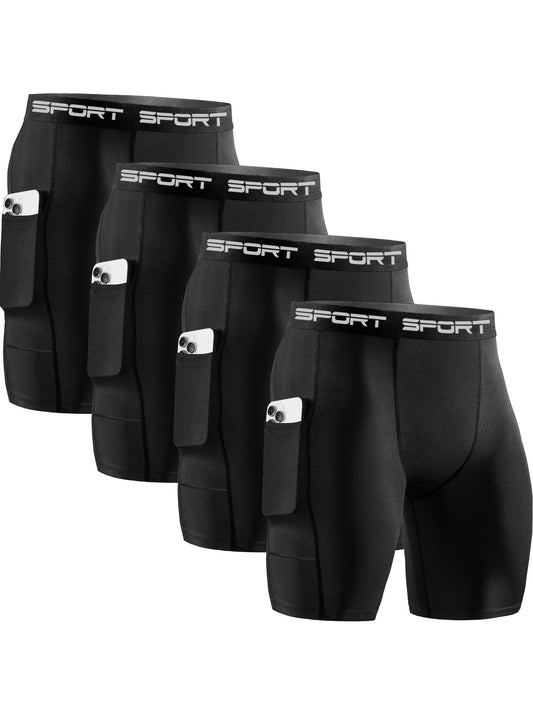 Compression Boxer Briefs - High Stretch Sports Shorts with Pockets for Men - ZOOMNSTORE