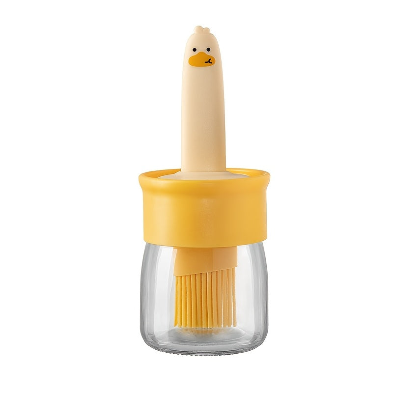 Yellow Duck Silicone  Glass Oil Brush Pot for Barbecue Camping  Kitchen Use - ZOOMNSTORE