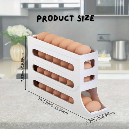 4-Layer Automatic Rolling Egg Rack for 30 Eggs Convenient Side Door Storage for Refrigerators - ZOOMNSTORE