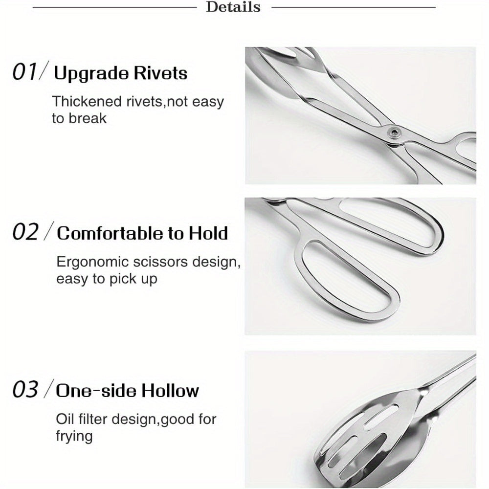 Stainless Steel Food Tongs - Multipurpose Non-Slip Kitchen Utensils for Serving Salad Bread and Barbecue - ZOOMNSTORE