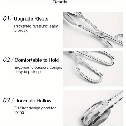 Stainless Steel Food Tongs - Multipurpose Non-Slip Kitchen Utensils for Serving Salad Bread and Barbecue - ZOOMNSTORE