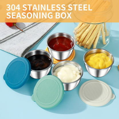 6-Piece Stainless Steel Salad Dressing Containers with Leak-Proof Silicone Lids for Bento Boxes Travel  Picnics - 24 Ounces Each - ZOOMNSTORE