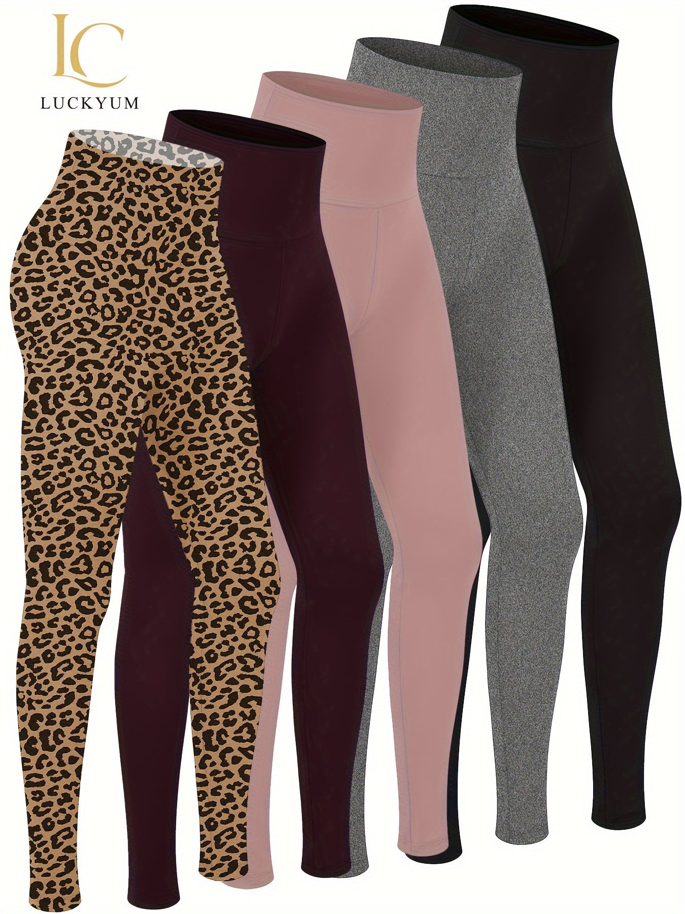 Warm Thermal High Waisted 5 Pack - Plush Lined Leggings for Women - Workout Winter Soft Yoga Pants - ZOOMNSTORE