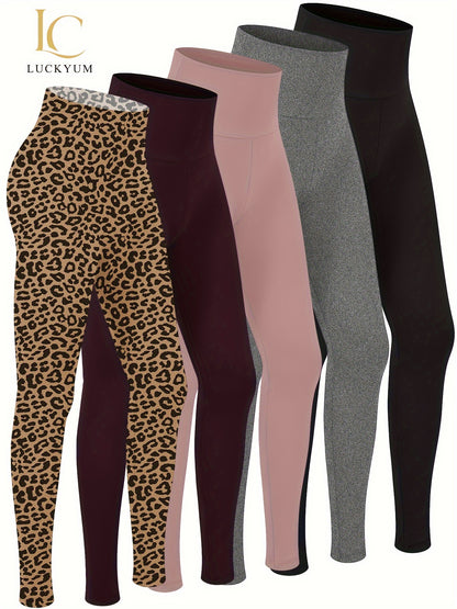 Warm Thermal High Waisted 5 Pack - Plush Lined Leggings for Women - Workout Winter Soft Yoga Pants - ZOOMNSTORE
