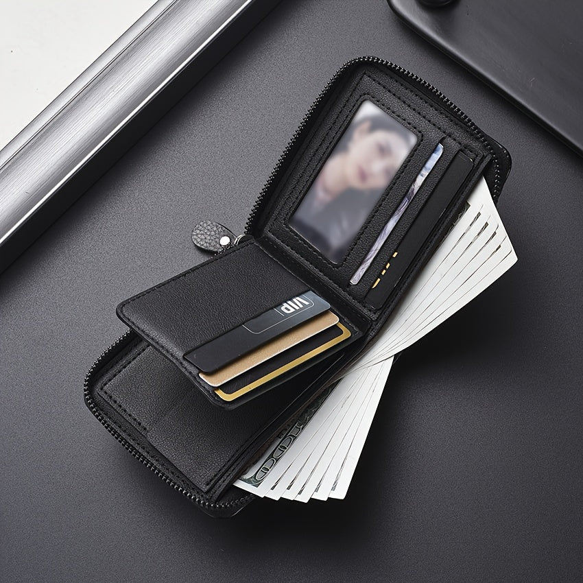 Large Capacity Mens Wallet - Short Design with Multiple Card Slots - ZOOMNSTORE