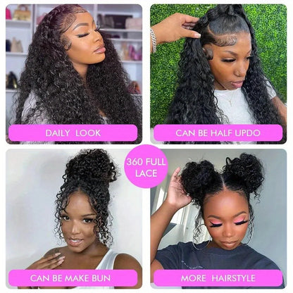 360 HD Lace Wig Glueless - 13x4 Deep Wave Human Hair Wig, Pre Plucked Hairline - ZOOMNSTORE
