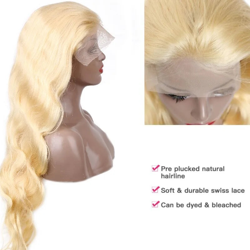 360 Lace Frontal Wig - 13x6 13x4 Body Wave Blonde Remy Human Hair, Preplucked Lace Cap - ZOOMNSTORE