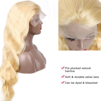 360 Lace Frontal Wig - 13x6 13x4 Body Wave Blonde Remy Human Hair, Preplucked Lace Cap - ZOOMNSTORE