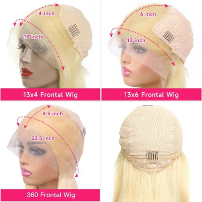 360 Lace Frontal Wig - 13x6 13x4 Body Wave Blonde Remy Human Hair, Preplucked Lace Cap - ZOOMNSTORE
