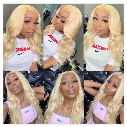 360 Lace Frontal Wig - 13x6 13x4 Body Wave Blonde Remy Human Hair, Preplucked Lace Cap - ZOOMNSTORE