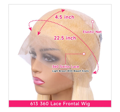 360 Lace Frontal Wig - 13x6 13x4 Body Wave Blonde Remy Human Hair, Preplucked Lace Cap - ZOOMNSTORE
