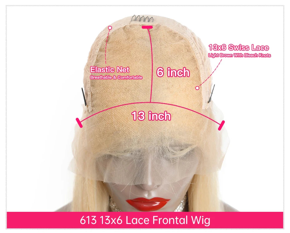 360 Lace Frontal Wig - 13x6 13x4 Body Wave Blonde Remy Human Hair, Preplucked Lace Cap - ZOOMNSTORE