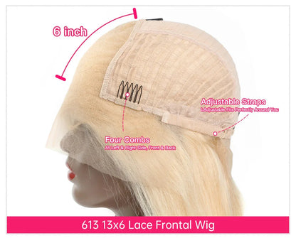 360 Lace Frontal Wig - 13x6 13x4 Body Wave Blonde Remy Human Hair, Preplucked Lace Cap - ZOOMNSTORE