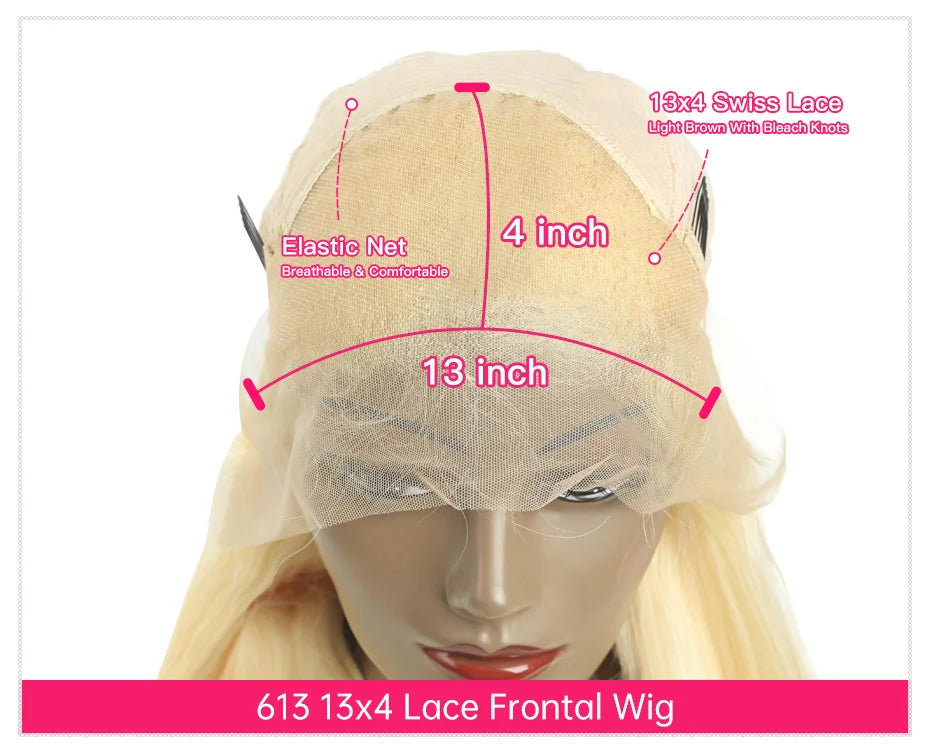 360 Lace Frontal Wig - 13x6 13x4 Body Wave Blonde Remy Human Hair, Preplucked Lace Cap - ZOOMNSTORE