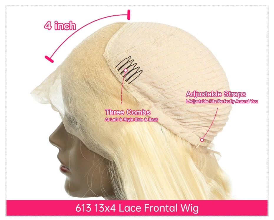 360 Lace Frontal Wig - 13x6 13x4 Body Wave Blonde Remy Human Hair, Preplucked Lace Cap - ZOOMNSTORE