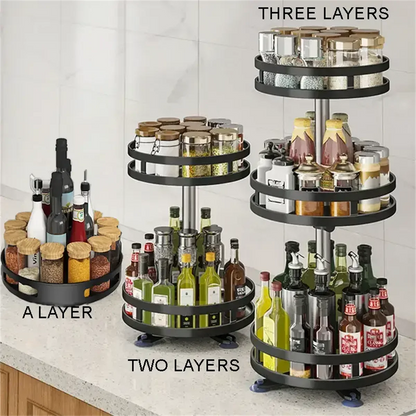 360 Rotating Spice Rack Organizer - Non-Skid Carbon Steel Storage Tray for Seasonings - ZOOMNSTORE