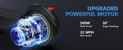 LADPED LPMAX 10" tires Folding Electric Scooter 22MPH Max Speed 500W 14.5AH 28Miles Long Range Dual Shock Absorber EScooter