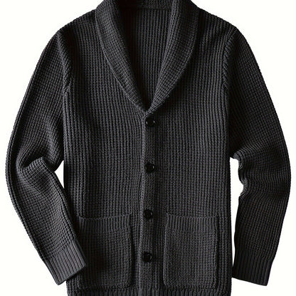 Men's warm cardigan jacket with green fruit collar long sleeved sweater - ZOOMNSTORE