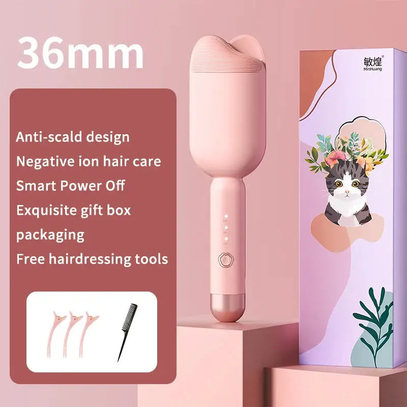 36mm Electric Hair Curler - Ceramic Curling Iron with Double Barrel for Long Lasting Curls - ZOOMNSTORE