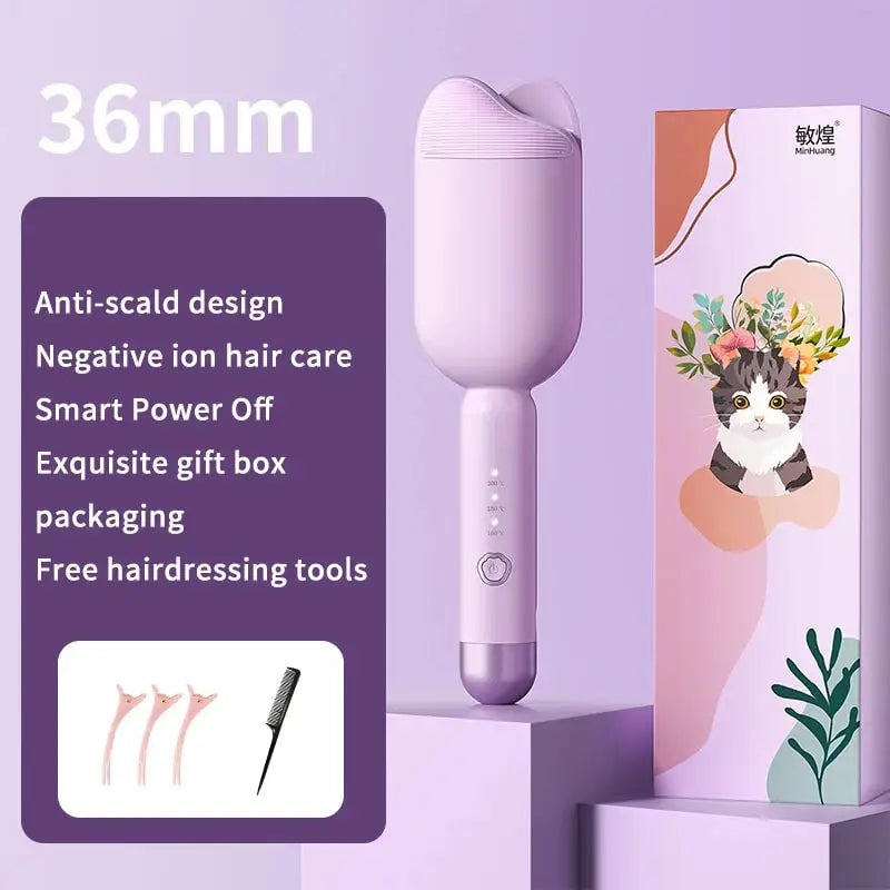 36mm Electric Hair Curler - Ceramic Curling Iron with Double Barrel for Long Lasting Curls - ZOOMNSTORE