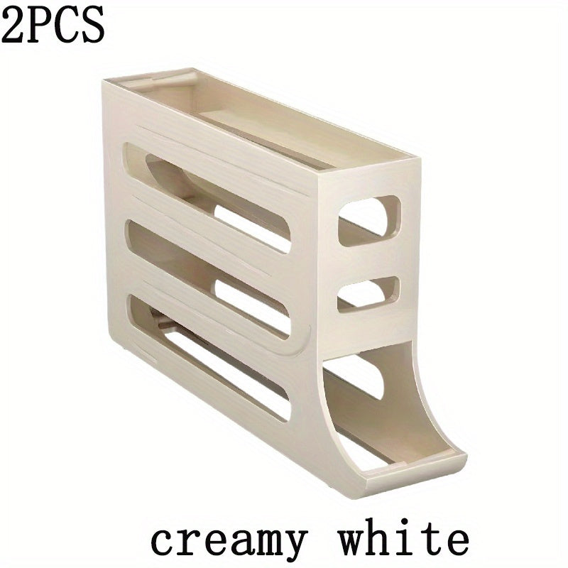 4-Layer Automatic Rolling Egg Rack for 30 Eggs Convenient Side Door Storage for Refrigerators - ZOOMNSTORE