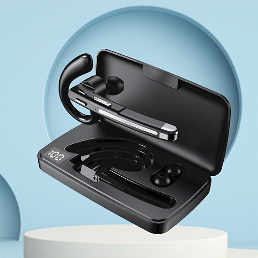 Wireless Earbuds with Mic - Single Ear Business Headset 120 Hours Standby 800mAh Charging Case - ZOOMNSTORE