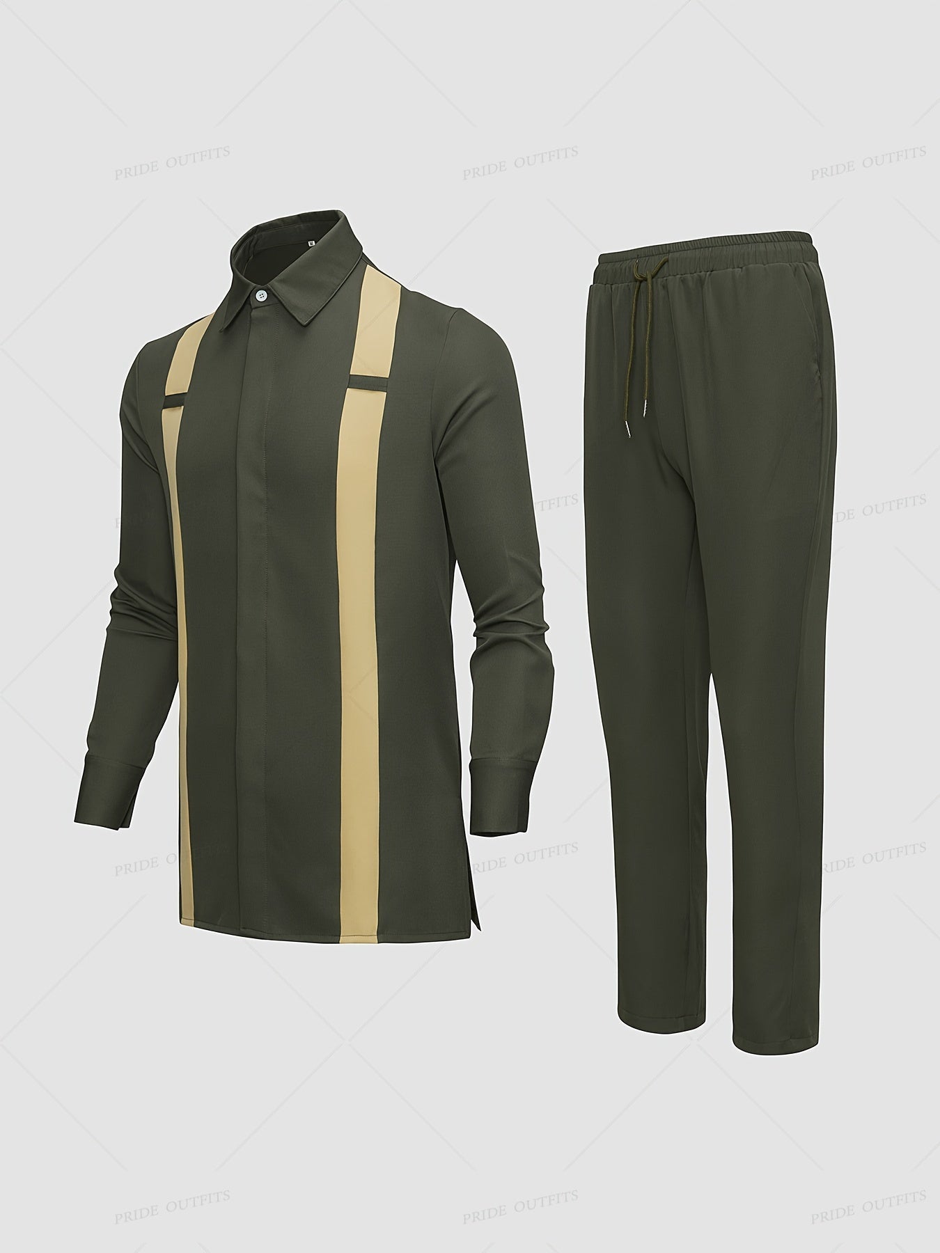 2-Piece African Dashiki Suit - Mens Casual Long-Sleeve Top  Elastic Pants Set - ZOOMNSTORE