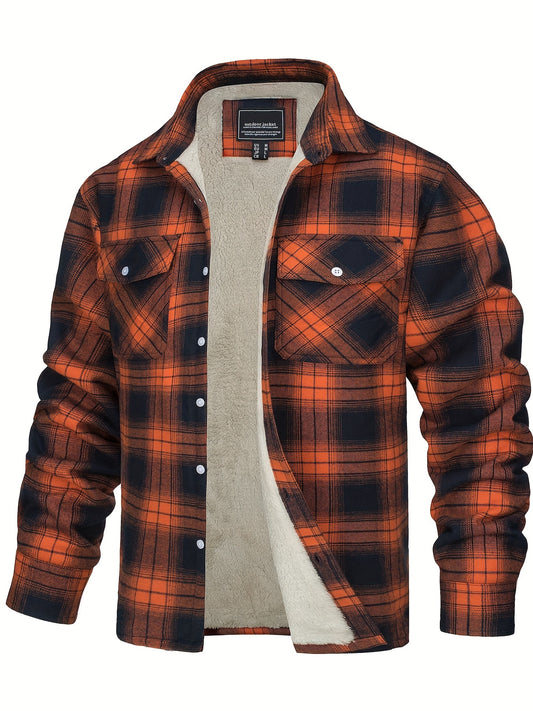 Mens Thick Warm Pocket Jacket - Cotton Winter Shirt with Padded Lining Outdoor and Camping Essentials - ZOOMNSTORE