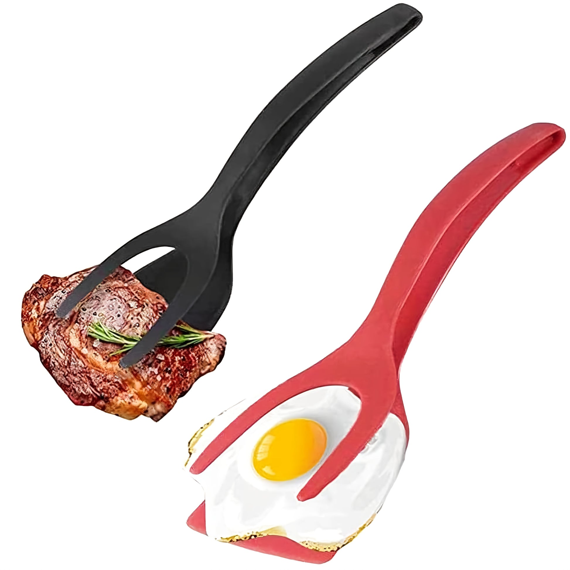 2pcs Egg Flipper Spatula Set - Non-Stick Tongs for Pancakes Omelettes Steak BBQ - ZOOMNSTORE