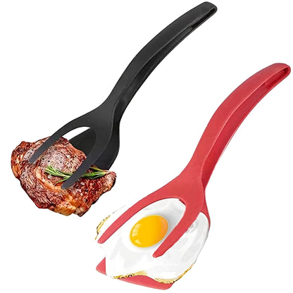 2pcs Egg Flipper Spatula Set - Non-Stick Tongs for Pancakes Omelettes Steak BBQ - ZOOMNSTORE