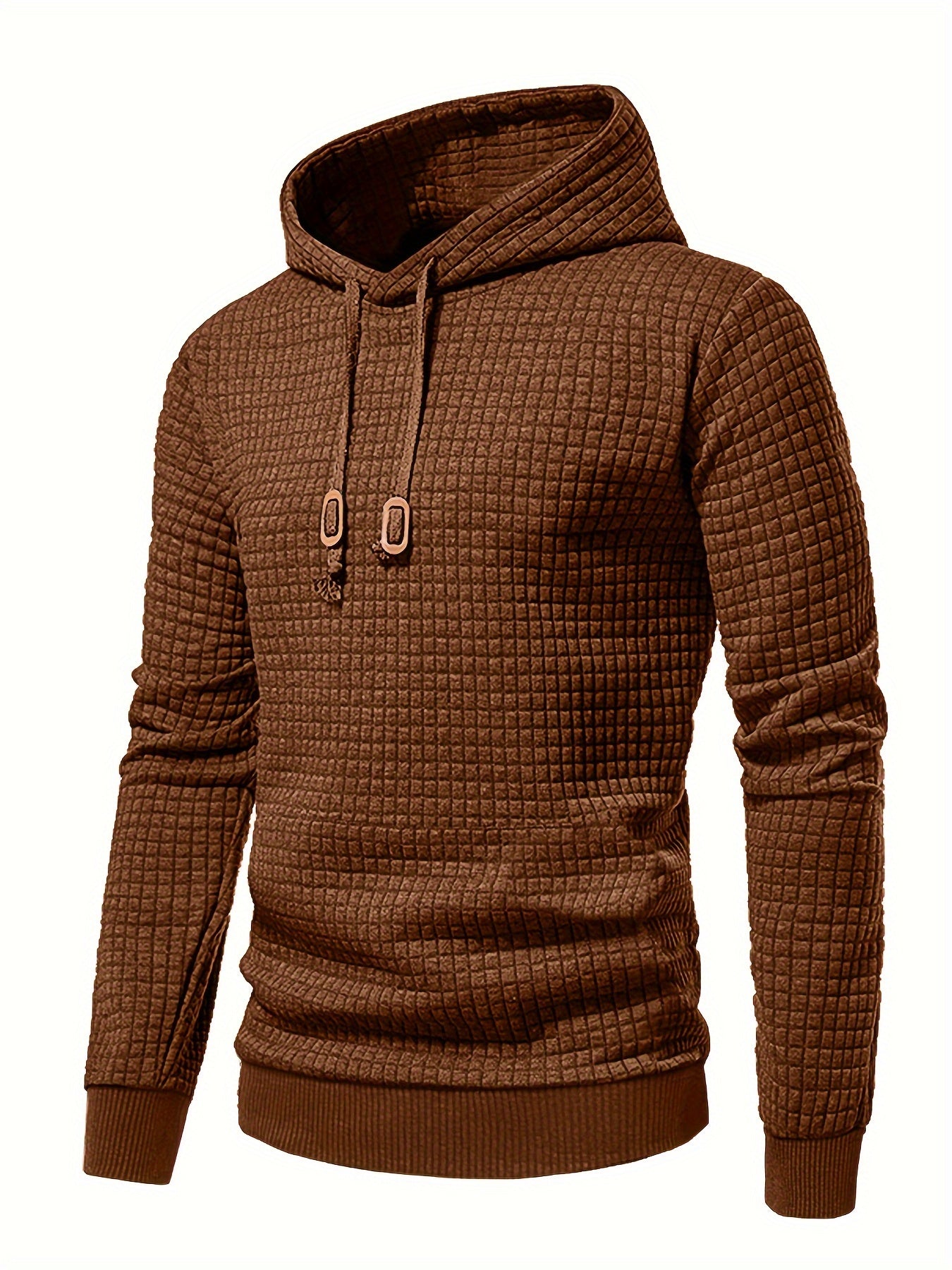 Mens Athletic Hoodie - Navy Blue Stretchy Pullover with Waffle Knit Fabric and Ribbed Cuffs - ZOOMNSTORE