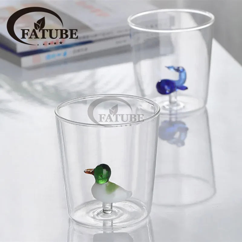 3D Animal Glass Cup - Borosilicate Transparent Drinking Glass for Coffee & Juice - ZOOMNSTORE