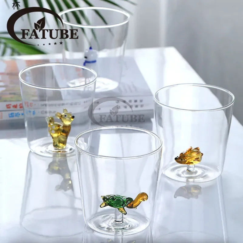 3D Animal Glass Cup - Borosilicate Transparent Drinking Glass for Coffee & Juice - ZOOMNSTORE