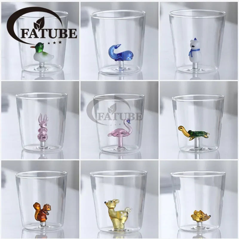 3D Animal Glass Cup - Borosilicate Transparent Drinking Glass for Coffee & Juice - ZOOMNSTORE