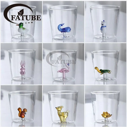 3D Animal Glass Cup - Borosilicate Transparent Drinking Glass for Coffee & Juice - ZOOMNSTORE