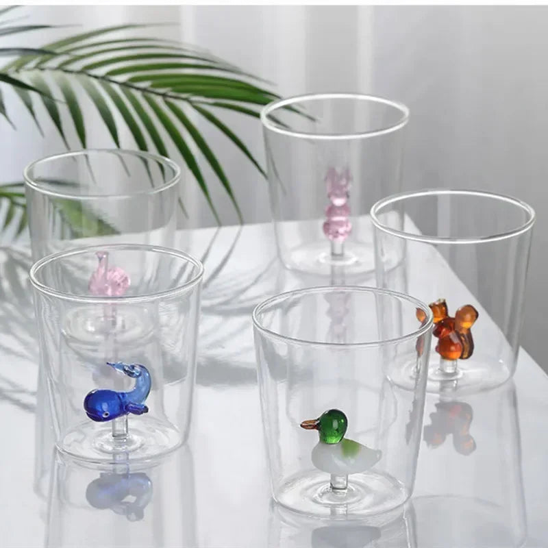 3D Animal Glass Cup - Borosilicate Transparent Drinking Glass for Coffee & Juice - ZOOMNSTORE