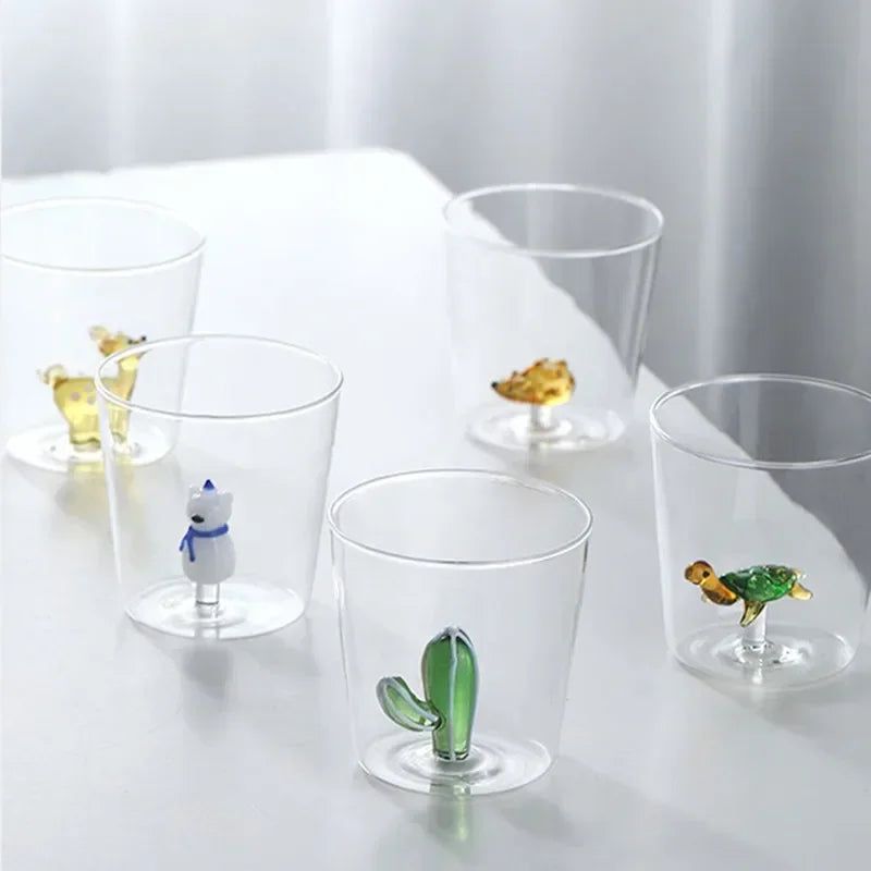 3D Animal Glass Cup - Borosilicate Transparent Drinking Glass for Coffee & Juice - ZOOMNSTORE