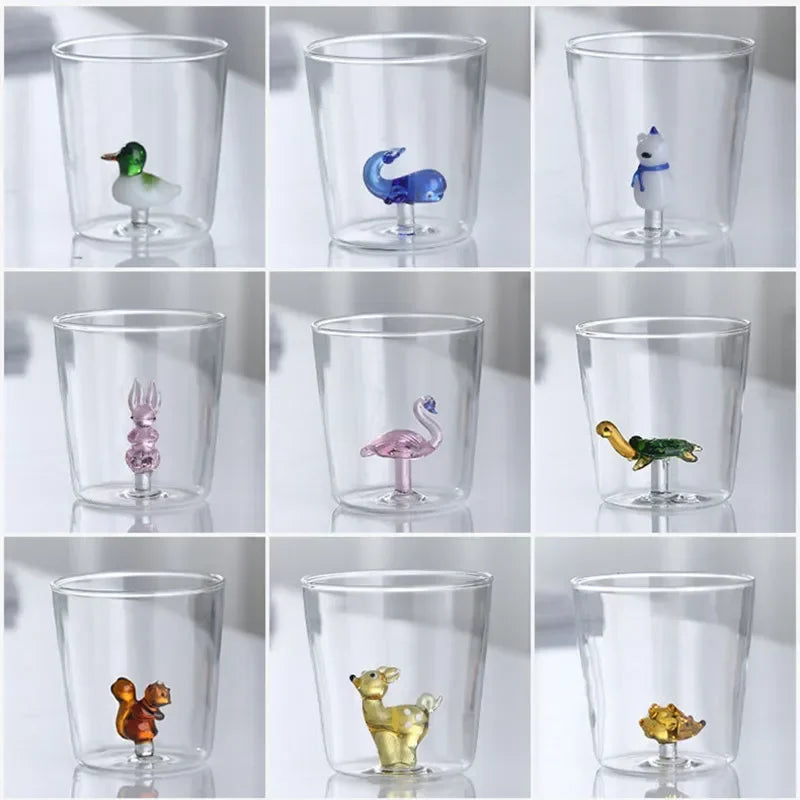 3D Animal Glass Cup - Borosilicate Transparent Drinking Glass for Coffee & Juice - ZOOMNSTORE