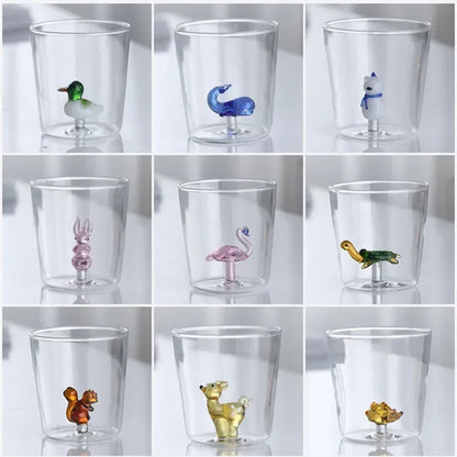 3D Animal Glass Cup - Borosilicate Transparent Drinking Glass for Coffee & Juice - ZOOMNSTORE