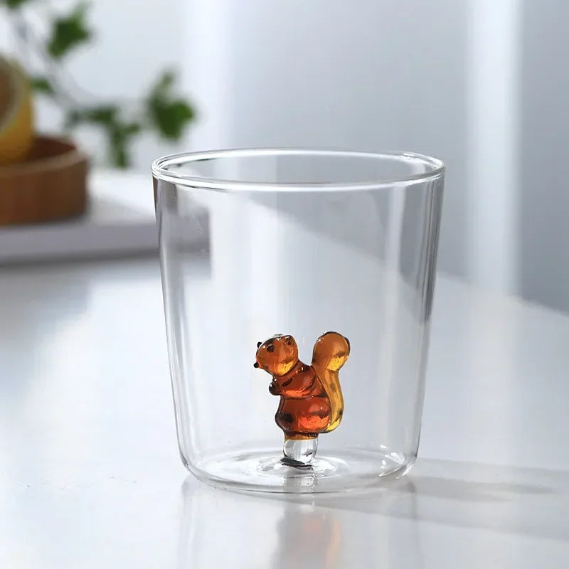 3D Animal Glass Cup - Borosilicate Transparent Drinking Glass for Coffee & Juice - ZOOMNSTORE