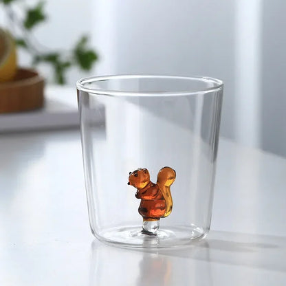 3D Animal Glass Cup - Borosilicate Transparent Drinking Glass for Coffee & Juice - ZOOMNSTORE