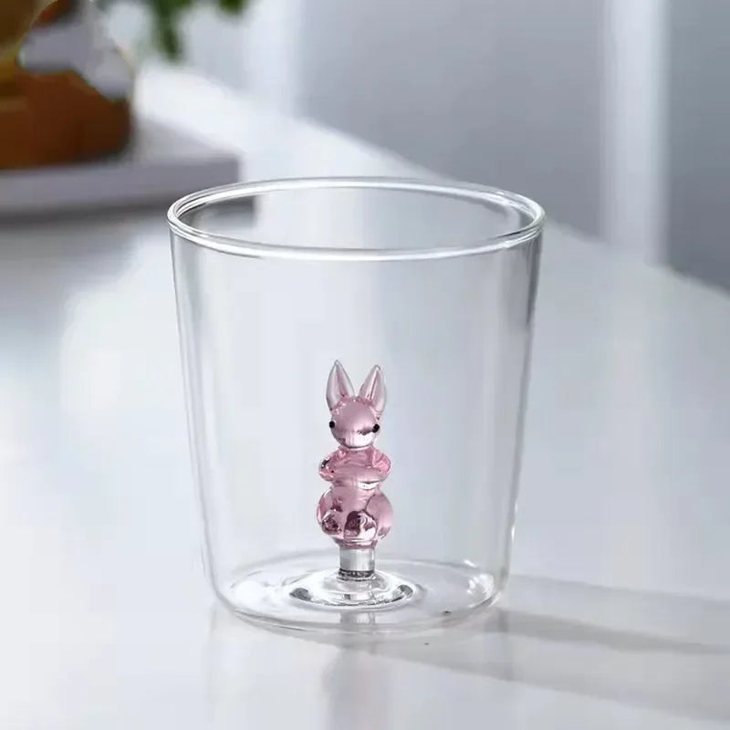 3D Animal Glass Cup - Borosilicate Transparent Drinking Glass for Coffee & Juice - ZOOMNSTORE