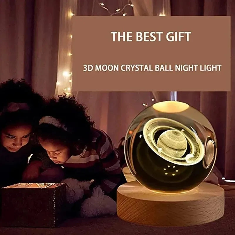 3D Crystal Ball Lamp - Laser Engraved Solar System Globe | Astronomy Gift Idea - ZOOMNSTORE