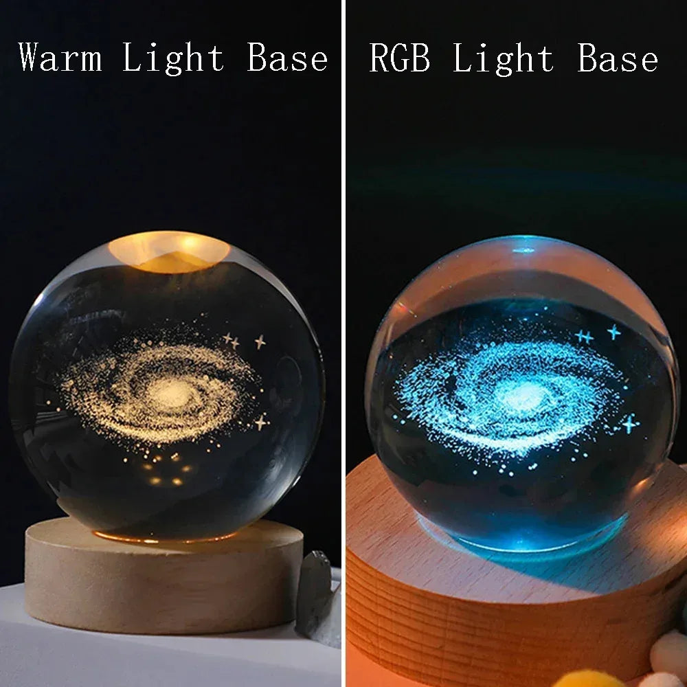 3D Crystal Ball Lamp - Laser Engraved Solar System Globe | Astronomy Gift Idea - ZOOMNSTORE