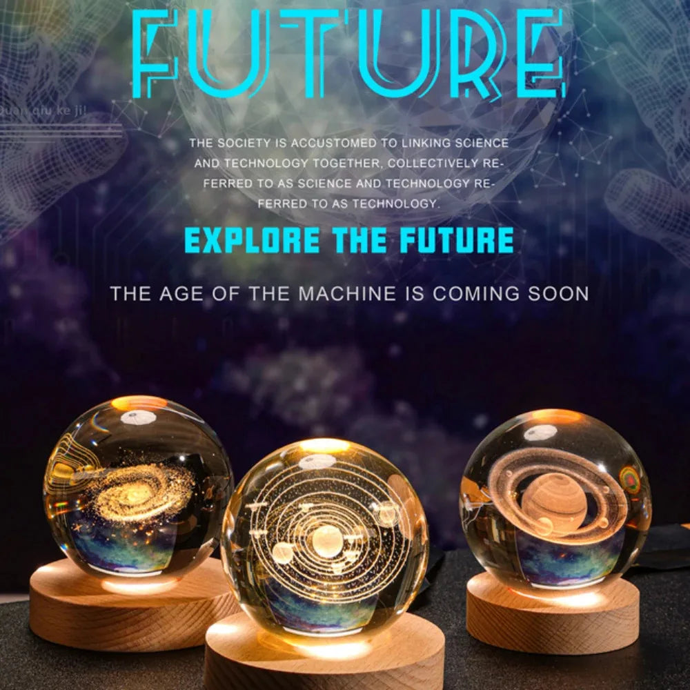 3D Crystal Ball Lamp - Laser Engraved Solar System Globe | Astronomy Gift Idea - ZOOMNSTORE